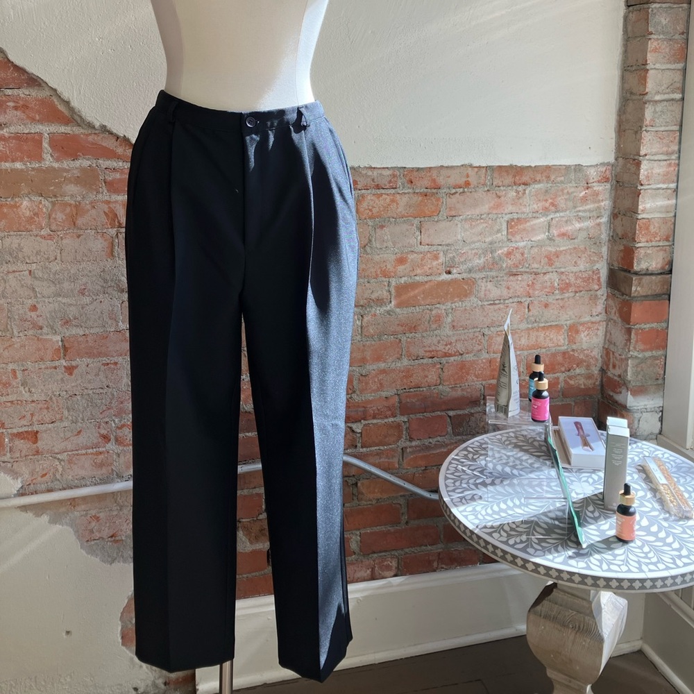 Liz Baker Black Pleated Trousers Size 14 P